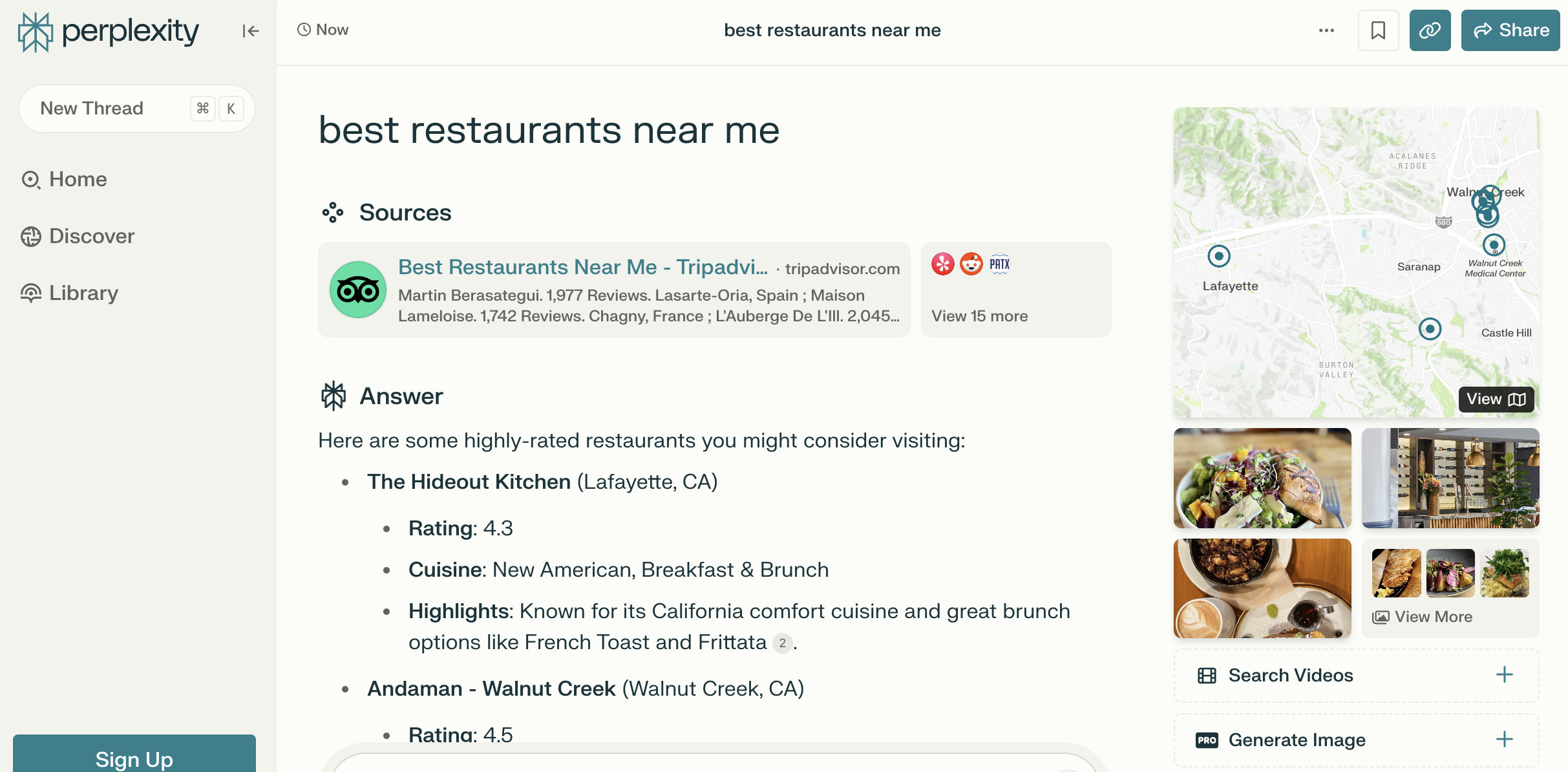 Best restaurants near me Perplexity results